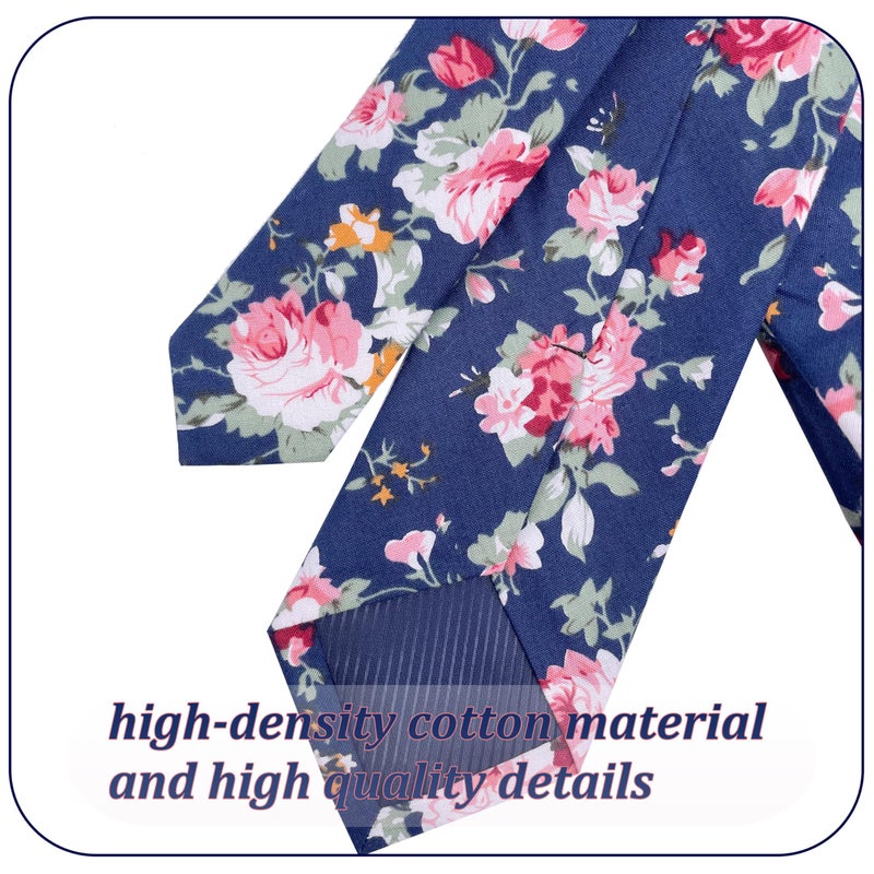 Geek-M Men's Tie Floral Fashion Neck Ties Causal Formal Occasion Wedding Business (Navy Blue H1) - Image 4
